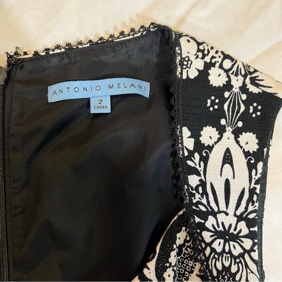 Antonio Melani Parisian Lace Sheath Dress sz 2 Black and White - Picture 3 of 14